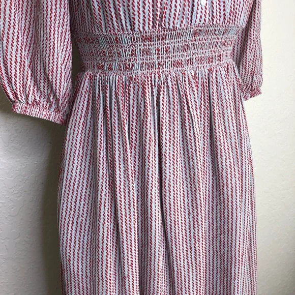 Hatch Briar sky blue red dashdot smocked waist maternity dress size 2 or Medium - Picture 4 of 16